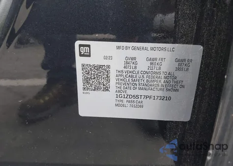 2023 Chevrolet Malibu Fwd 1Lt из США, поврежденный, VIN 1G1ZD5ST7PF173210